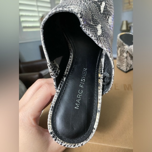 Mark Fisher Resa Open Toe Snakeskin Mules - Picture 5 of 5